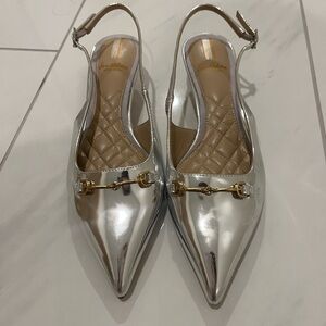 Silver Women's Slingback Shoes